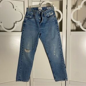 Frame Le Original Distressed Jeans Size 25 FLAW Missing Button See Pictures.